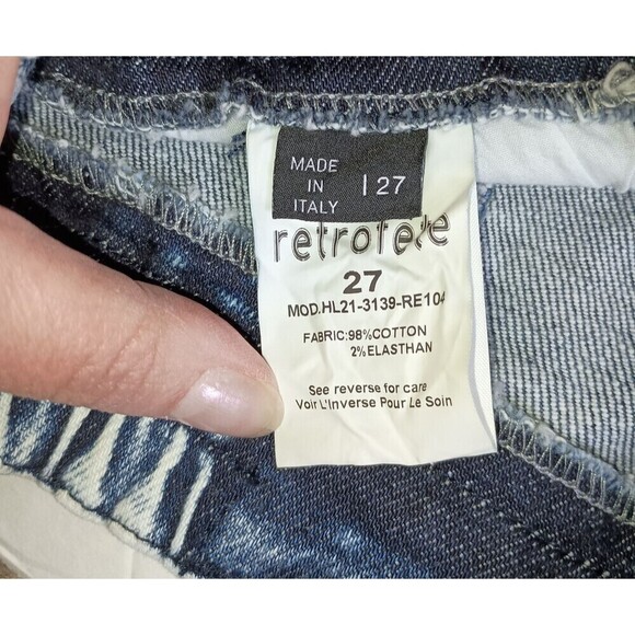 Retrofete Denim Jeans 27 Acid Wash Myla Tapered Blue High Rise Italian NWT - Picture 8 of 10